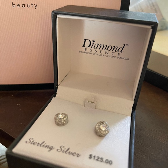 Diamond Essence Sterling/Diamond /Crystal Earrings - Picture 2 of 5